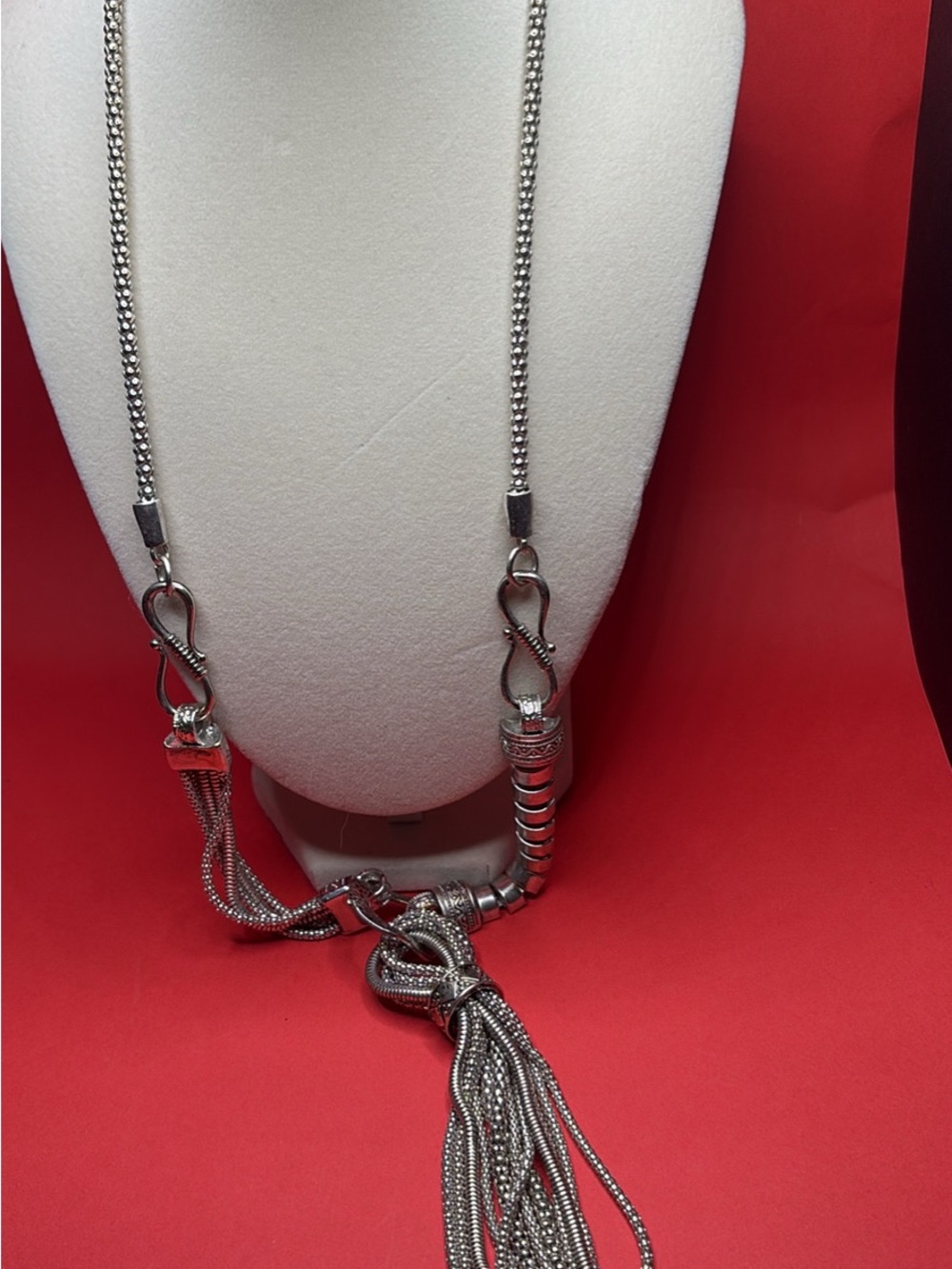 Silver Tassel Pendant Necklace - Women's Jewelry